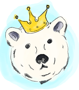 image of illustration of white bear wearing crown